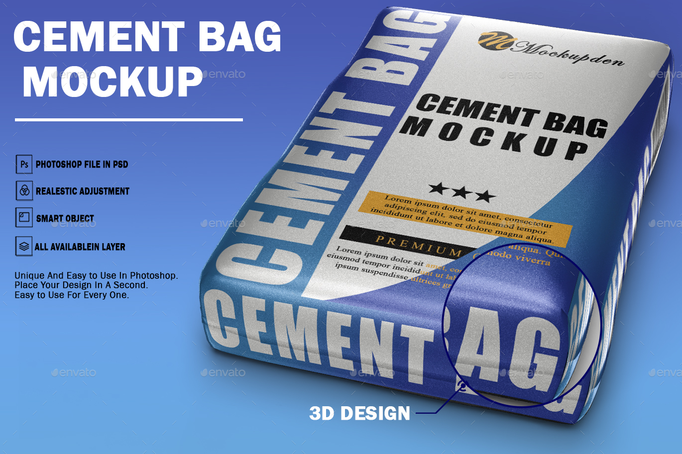 Cement Bag Mockup - Concrete Cement Sack Mockup Set, Graphics